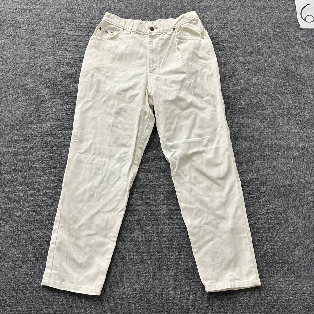 Chic Jeans Womens Size 14 White High Waisted Tapered Cotton Denim USA Vintage